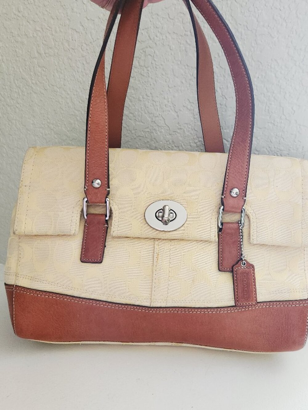 Euc Vintage Coach Hampton Signature Yellow Handbag Purse